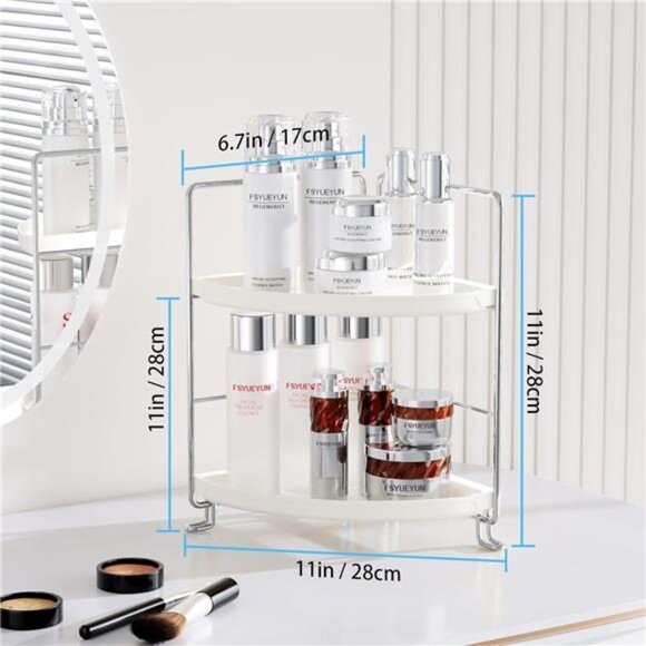 2-Tier Corner Bathroom Counter Organizer, Tool-Less Installation - Picture 16 of 16